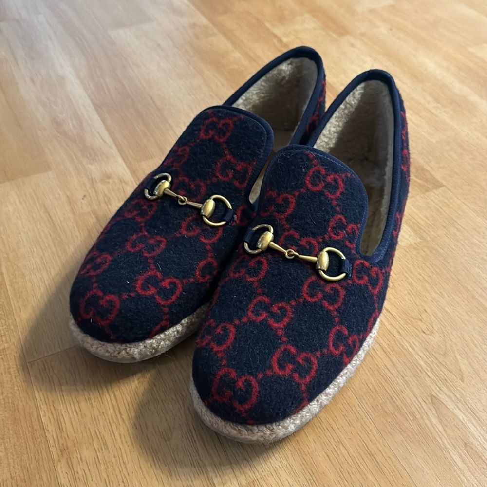 Authentic Gucci Men's Fria Loafer Interlocking GG Wool